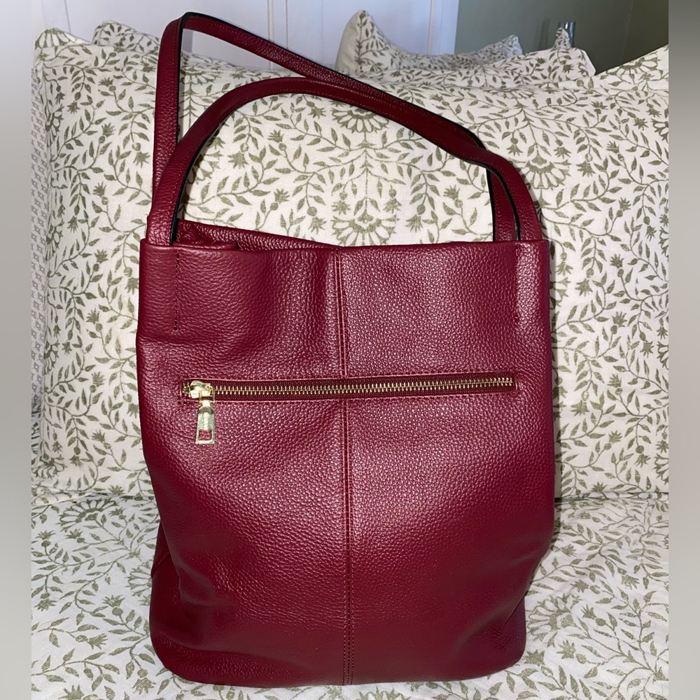 Elegant Red Pebbled Cowhide Leather Hobo/Shoulder Bag